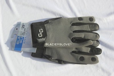 GLACIER GLOVE Elite Angler Black/Gray Gloves (781BK) Size M Medium NEW