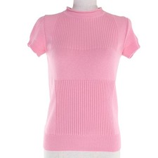 Great HERMES Short sleeve knit H logo design short sleeve knit pink cashmere 34