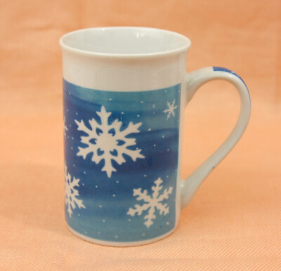 Royal Norfolk Winterhill Studio Blue Snowflake Ceramic Coffee Mug Cup 12 oz