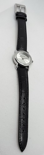 Ladies Arizona Round Silver Tone Black Leather Band Watch H5 - Picture 6 of 9