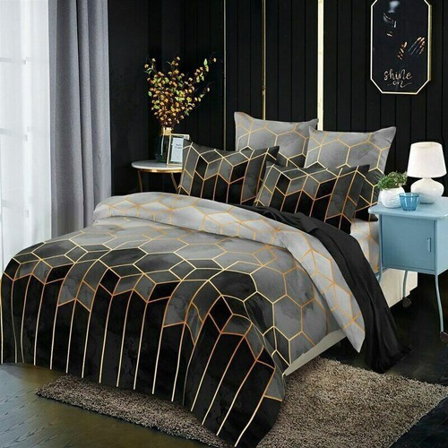Schlafzimmer Geometrisches Muster King Bettdecke Bettwäsche Set Bettbezug Queen-Bett - Bild 7 von 18