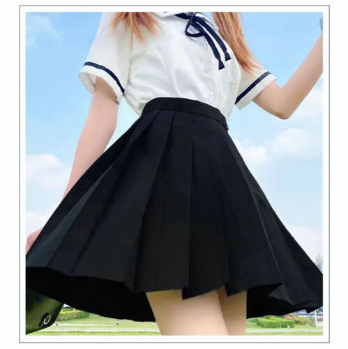 School Girls Student Uniform Pleated Skirts Elastic Waist Cosplay Cosutme - Picture 14 of 26