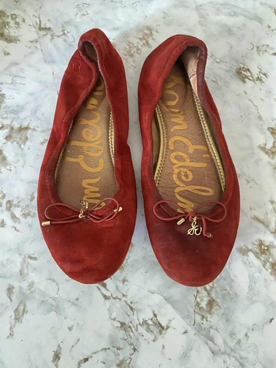 Sam Edelman Felicia Red suede Leather Ballet Flats Shoes Women s size 6