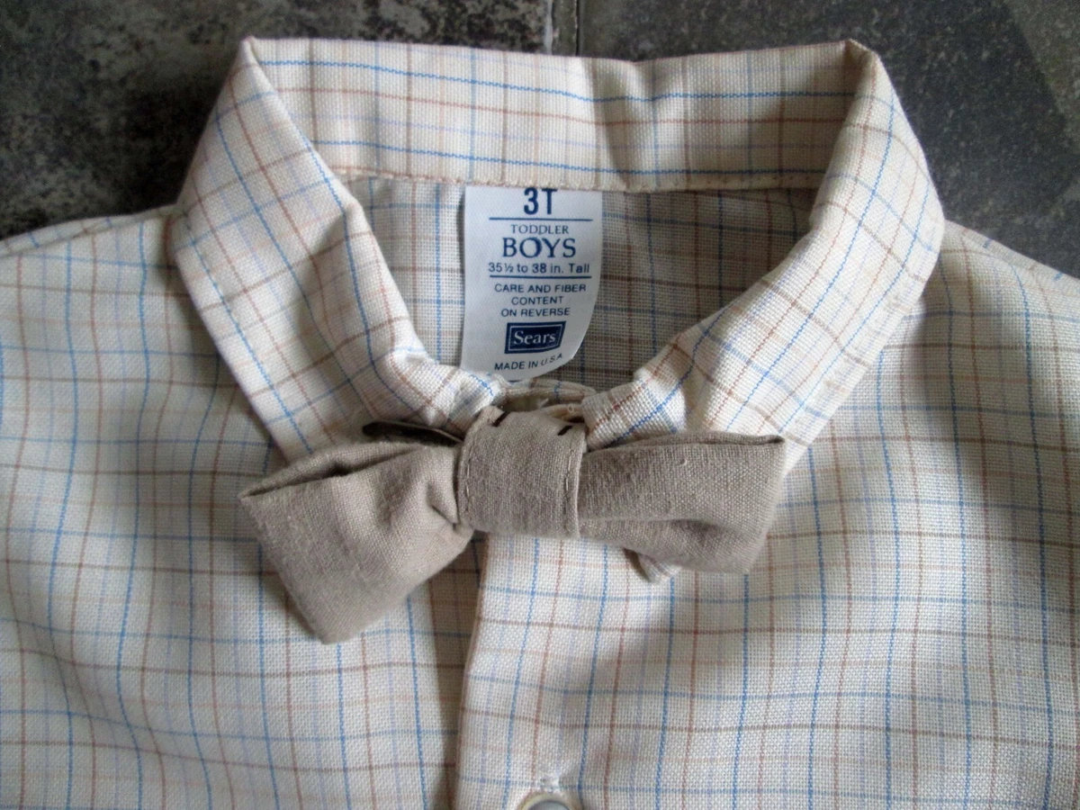 Vintage Baby Boy Dress Shirt Clip On Bow Tie 3T Toddler Sears
