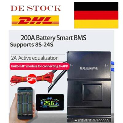 JK Smart BMS 8S-24S 200A Li-ion LiFePo4 Battery Balance BT Module&LCD Switch DHL