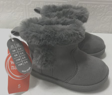 Wonder Nation Infant Girl's Cozy Faux Shearling Boots, Grey, Size 5