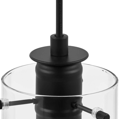 Hampton Bay Pendant Hanging Light W/Clear Glass Shades Regan 3-Light Matte Black - Picture 3 of 5