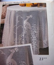 Peacock Party Filet;  CF191-23 vintage crochet pattern