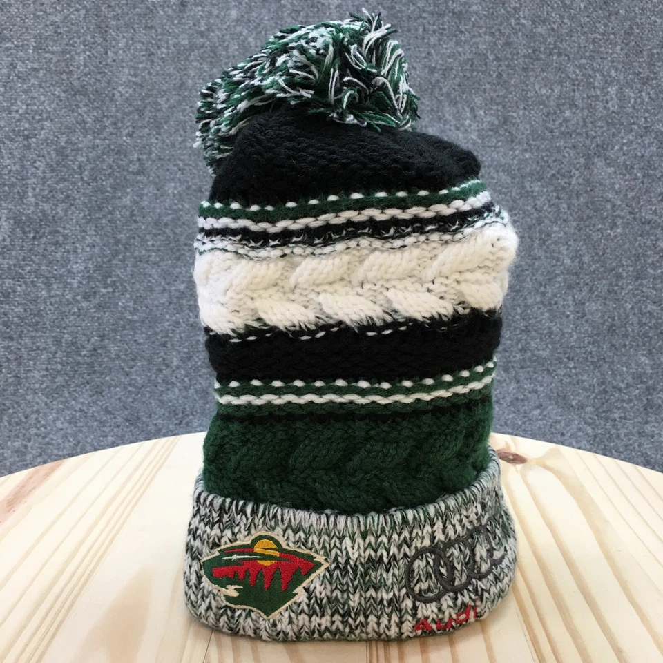 Chapéu gorro Minnesota Wild Sport Tek Pompom masculino verde OS bordado logotipo malha - Imagem 2 de 4