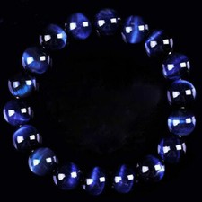 100 Natural 6/8/10/12/14mm Blue Tiger Eye Round Gemstone Beads Bracelet 7.5"