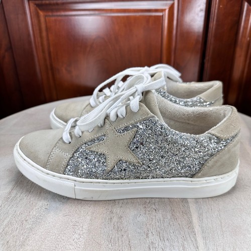Steven New York Rubie Glitter Womens Sneakers Size 7 Silver Gray Suede Shoes - Picture 2 of 13
