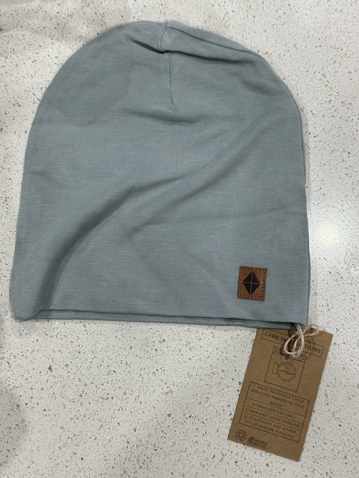 Kyte Baby Bamboo Jersey Slouchy Beanie Hat Fog Blue Size 6-12 Months NWT