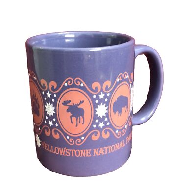 Yellowstone National Park Mug Cup Coffee Tea Bison Bear Moose Wolf Silver Stars