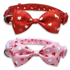  2 Pack Valentine's Heart Dog Collar Love Song Small-(11"-17") Neck * 5/8" Wide