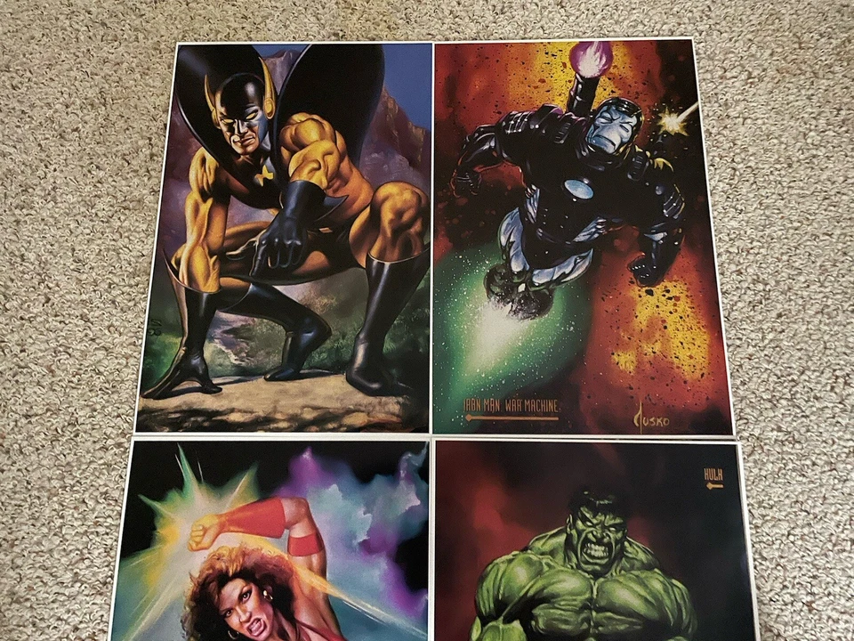LOTE DE 4 CARTELES CHAQUETA AMARILLA MÁQUINA DE GUERRA BRUJA ESCARLATA MARVEL NUEVO. Foto 3 de 4