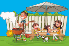 Aufkleber Grillparty Familie Flagge 12 x 8 cm Autoaufkleber Sticker