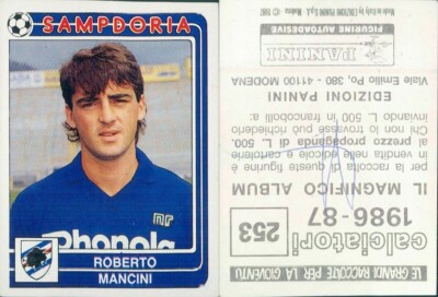 ROBERTO MANCINI, SAMPDORIA - N.253 - FIGURINE FOOTBALLERS PANINI 1986/87 - new