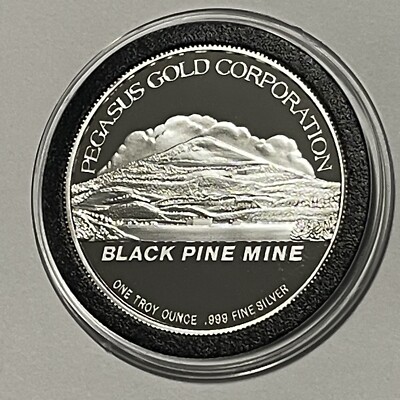 1991 Pegasus Gold Co Black Pine Mine Proof Coin 1 Troy Oz .999