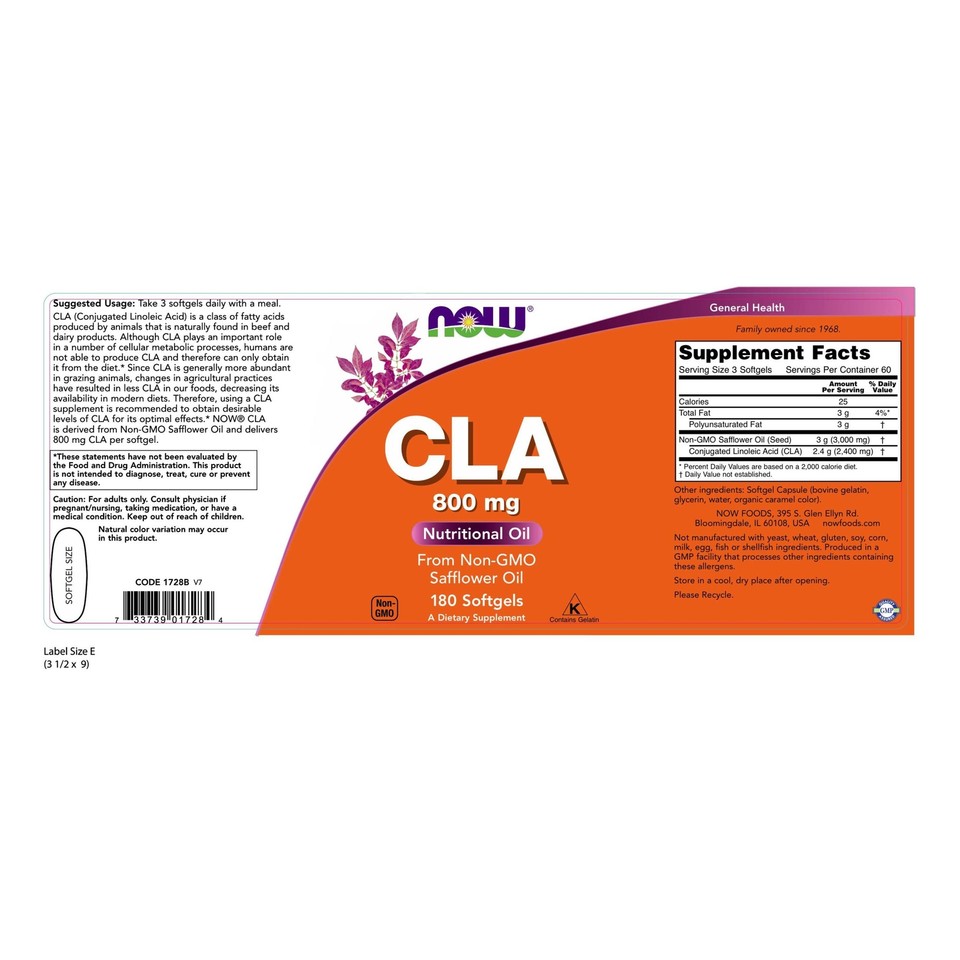 NOW Foods CLA Conjugated Linoleic Acid NonGMO Safflower Borage Oil 2