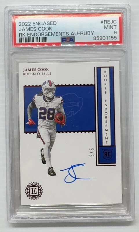 James Cook Panini Encased Rookie Endorsements Autographs #REJC Ruby