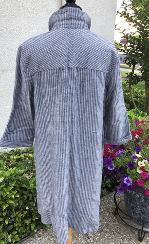 J. Jill Love Line Women's Striped Lagenlook Shirt Dress In Gray Size Medium NWOT - Picture 4 of 10