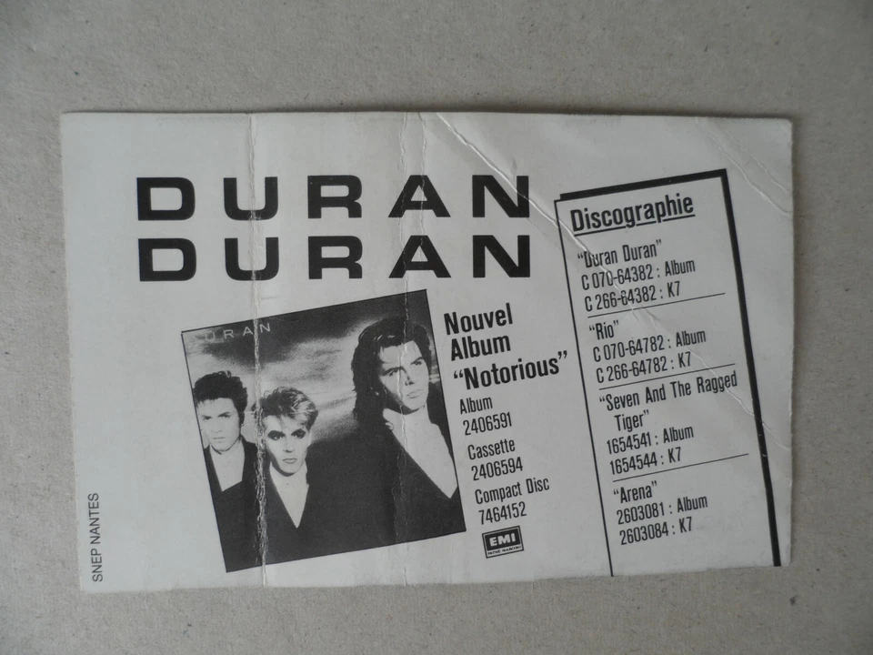 TICKET BILLET CONCERT : DURAN DURAN Montpellier 1987 - Photo 2/2