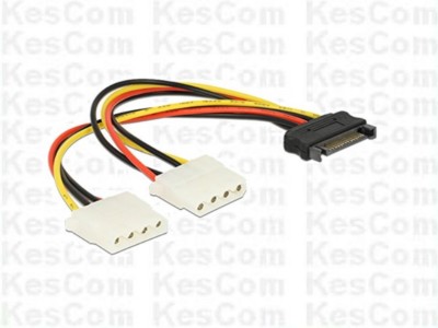 2x Delock 65159  Adapter Power SATA 15pin auf Molex 2x 4pin Buchse 20cm