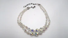 Vintage Multi Strand Iridescent Bead Necklace 14" - 16.5" NB5