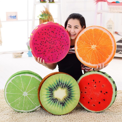 Round 3D Stuffed Throw Pillows Orange Lemon Watermelon Seat Cushions Sofa Pillow - Picture 3 of 21