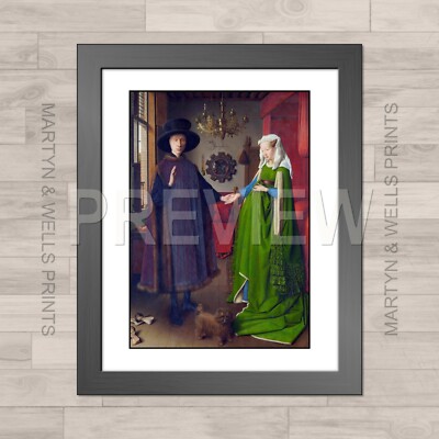 Jan van Eyck gerahmter Druck: Das Arnolfini Hochzeitsportrait. Strukturleinwandpapier
