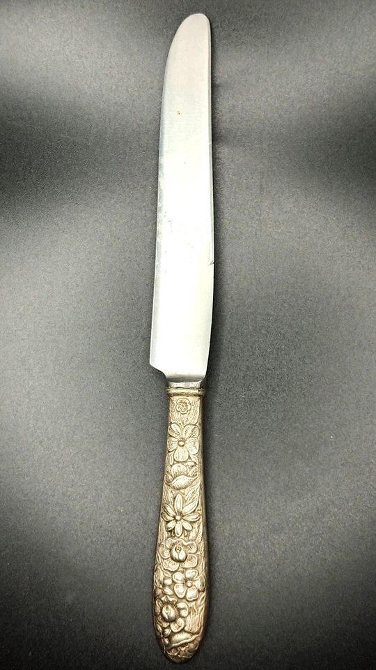 Cuchillo cubiertos vintage de plata esterlina Southern Rose 1933 pátina Foto 2 de 2