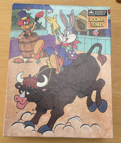 1990 Golden Looney Tunes Rodeo Bugs Bunny Daffy Duck 63 pezzi puzzle - Foto 1 di 11