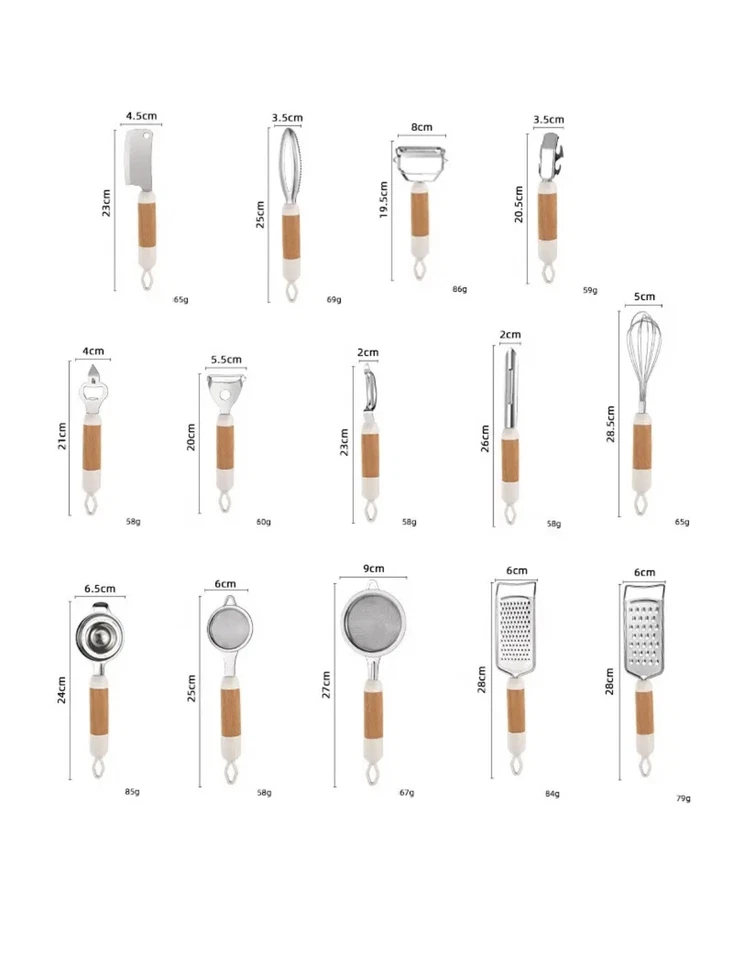 kitchen utensil set with wood handle Grater Peeler Planer Egg Separator(14packs) - Image 2 of 4