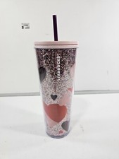 Starbucks Valentines Pink Glitter Tumbler Hearts Cup 24 Oz