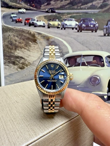 Ladies Rolex Oyster Perpetual Datejust Two Tone Jubilee Blue Dial  Watch