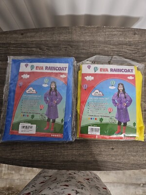 2 Children Eva Raincoat: Blue 120-160 cm (New) Unisex kids outerwear  rain