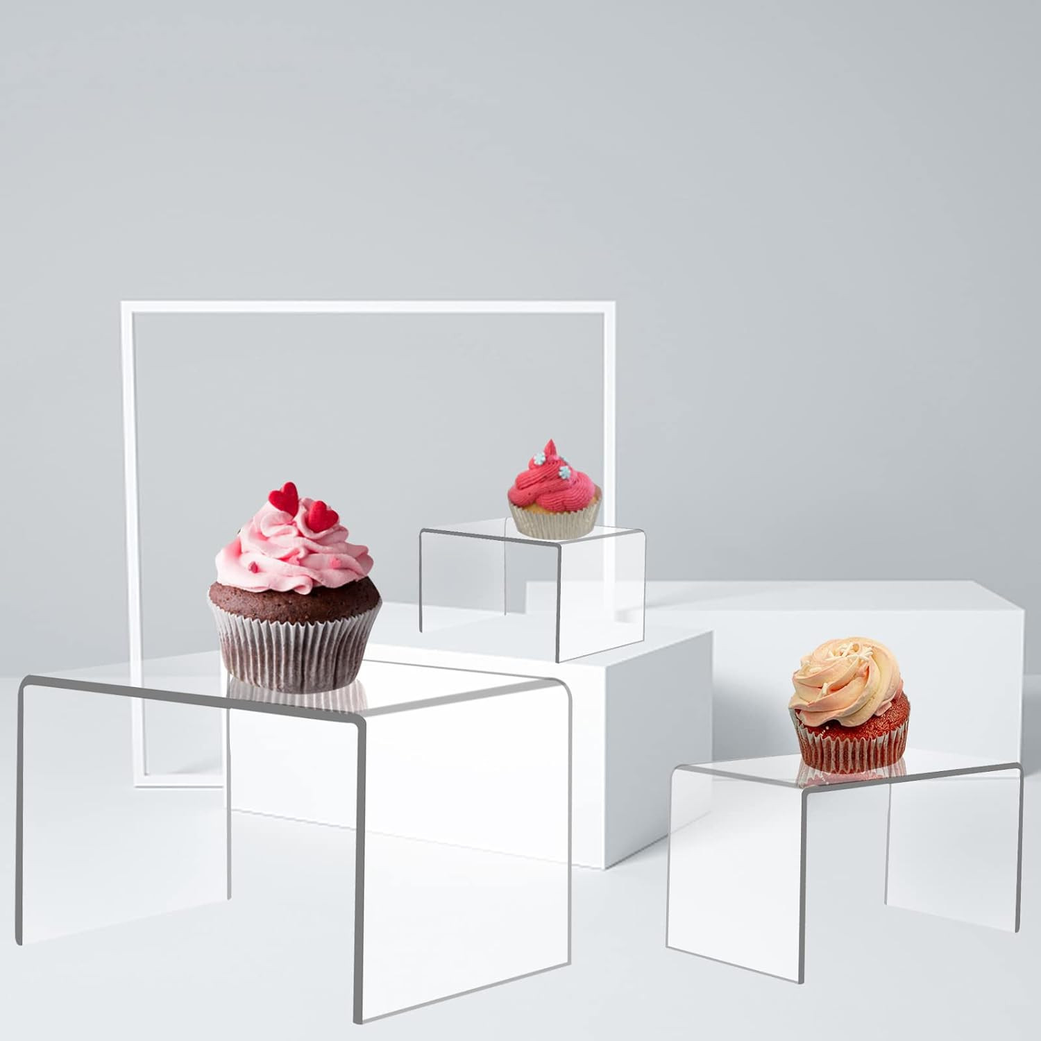 6 Pcs Acrylic Risers for Display Clear Acrylic Display Stands