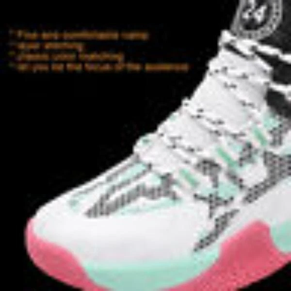 Zapatos de baloncesto para niños Zapatos deportivos de caña alta Tenis Duraderos con cordones Antideslizantes Foto 2 de 4