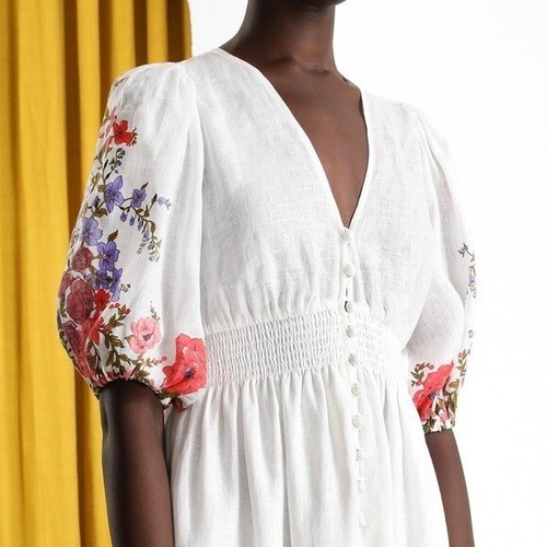 Zimmermann Poppy Floral Linen Long Midi Dress - Picture 2 of 9
