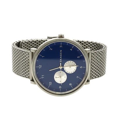 Skagen SKW6206 Men's Silver Blue All Stainless Steel Hald Watch F1235