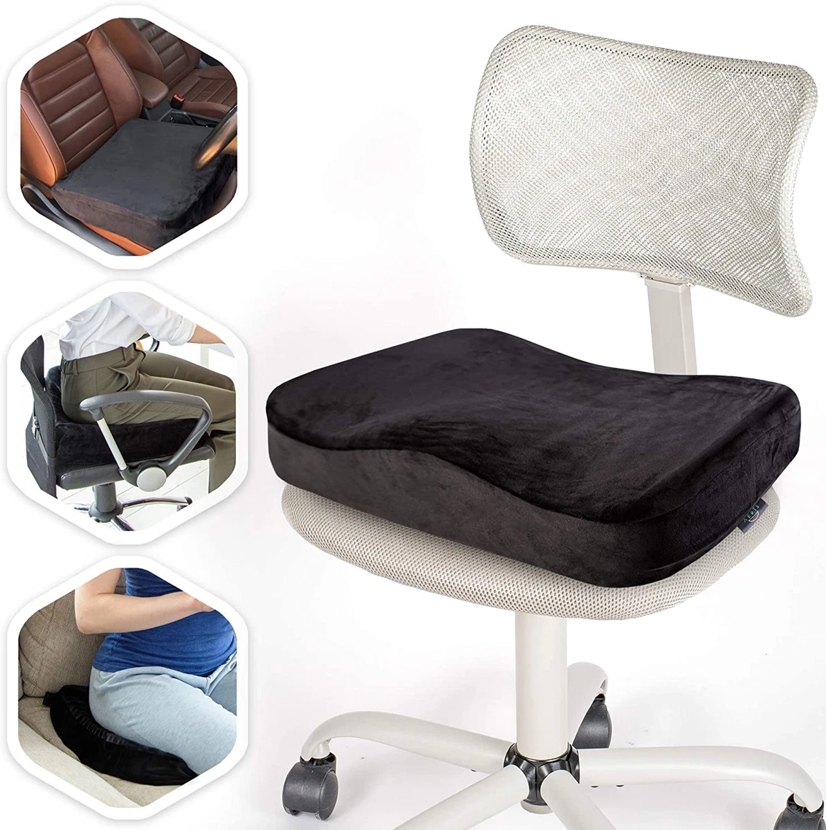 Klaudena | Memory Foam Office Chair Cushion for Tailbone Pain Relief | Seat  Cushion for Long Hours