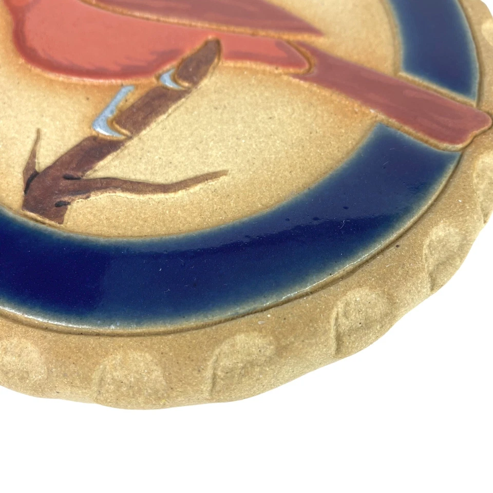 Remache de cerámica Ashleys artesanías hechas a mano banda azul cardinal Montana Foto 3 de 4