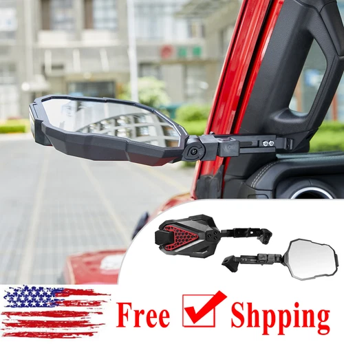 2PCS Door Off Hinge Rear View Side Mirrors For Jeep Wrangler JL 2018+ 2/4Door US