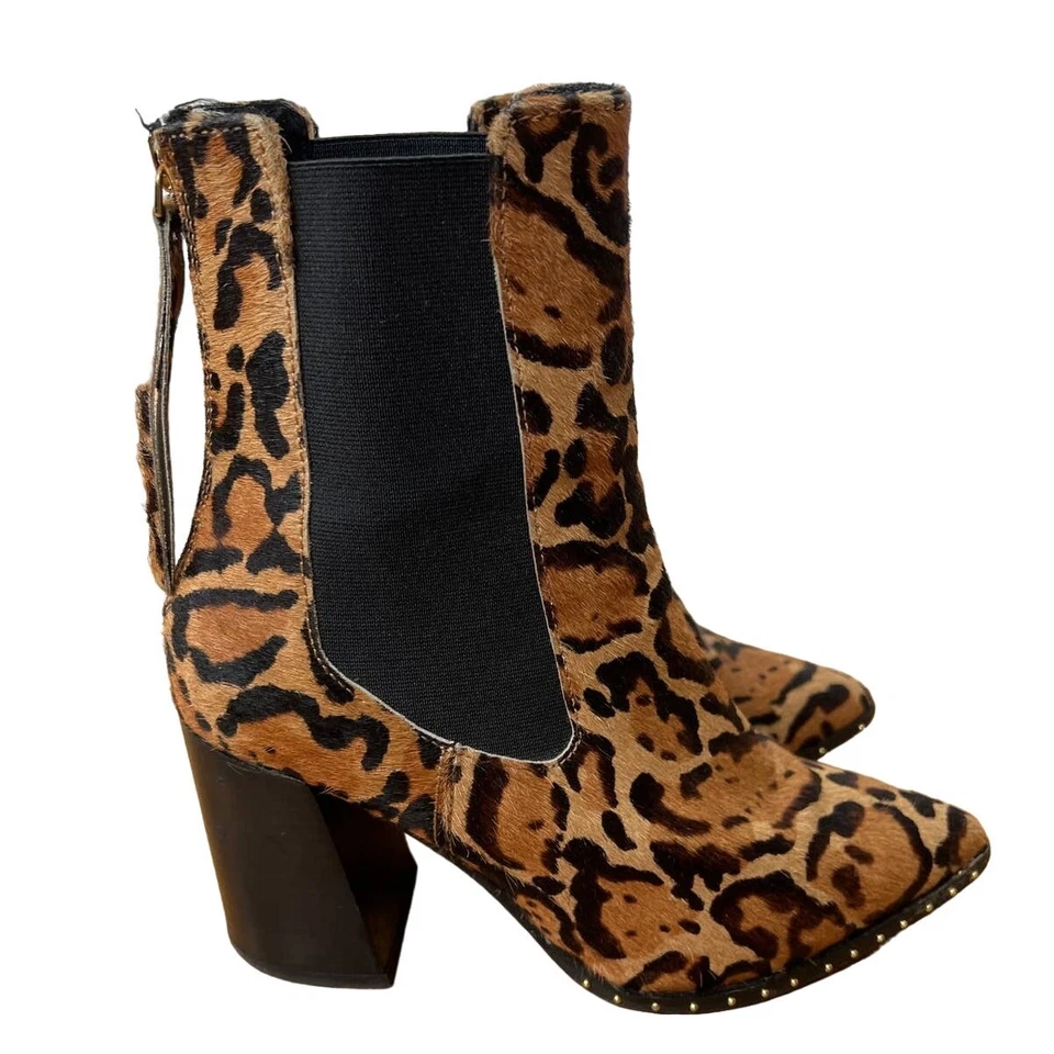 Topshop 7 Harrison Leopardo Pelo de becerro Botín Tacón Bloque Estampado Animal Marrón 37 Foto 4 de 4