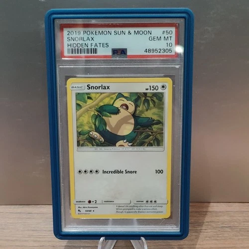 PSA 10 Pokemon 2019 Snorlax Hidden Fates 50 GEM MINT with Graded guard