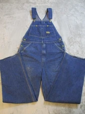 Vintage OshKosh Denim Overalls Mens 38 Blue Thrashed Grunge Union Made USA 38x30