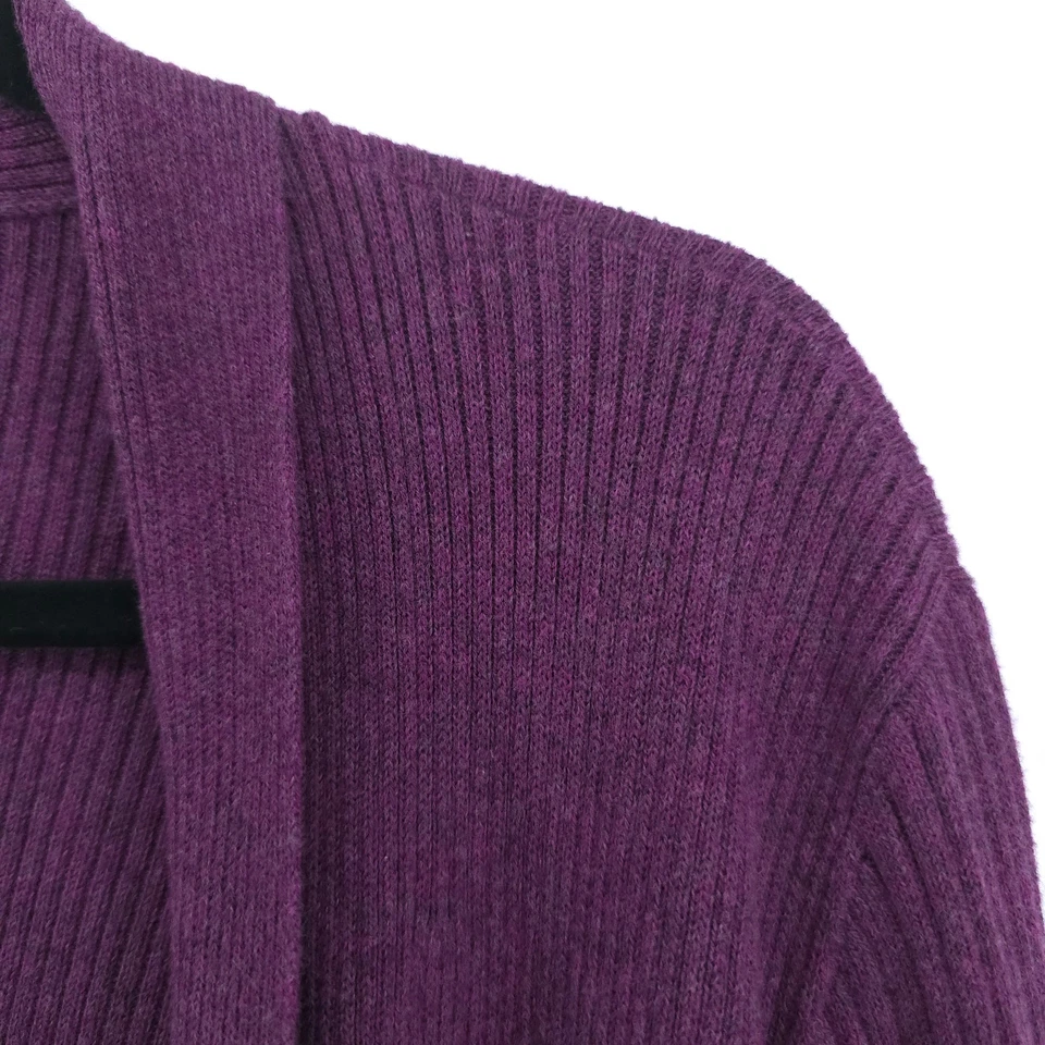 Eileen Fisher All Organic Cotton Plum Open Front Knit Mid Length Cardi Duster L - Image 3 of 4