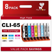 CLI-65 8-Color Ink Value Pack Replacement for Canon CLI65 CLI 65 Ink Cartridg...