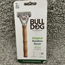 Bull Dog Original Bamboo Razor - 1 Handle & 2 Cartridges 5 blade Precision Shave