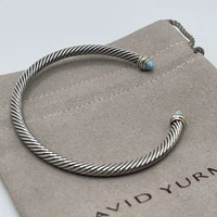 David Yurman 4mm Cable Classic Bracelet Sterling Silver Turquoise & 18K Gold